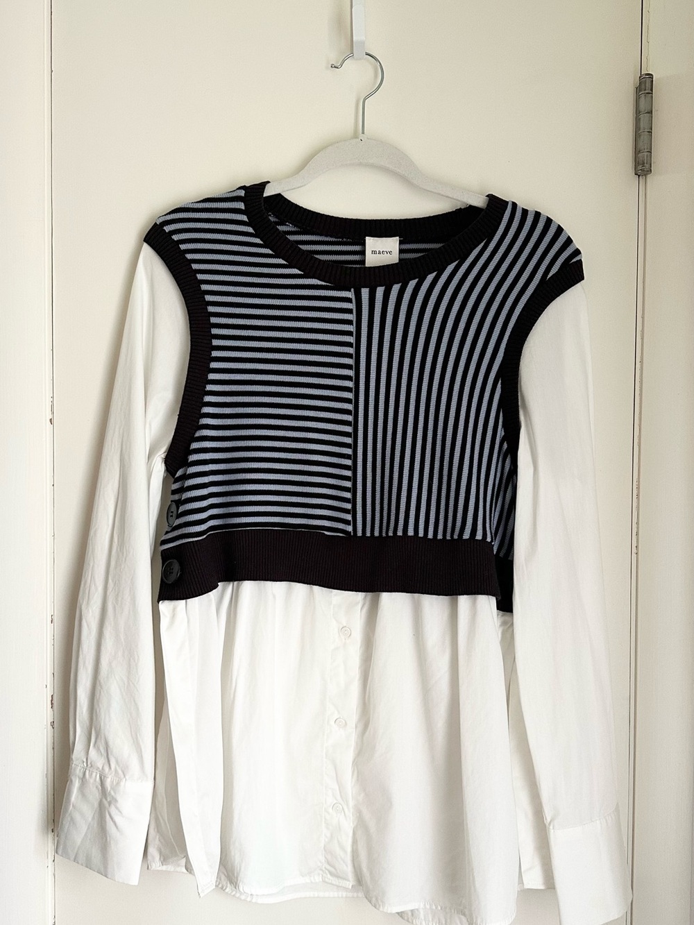 Maeve Anthropologie Layered 2-in-1 Striped Sweater Vest Shirt Top Medium